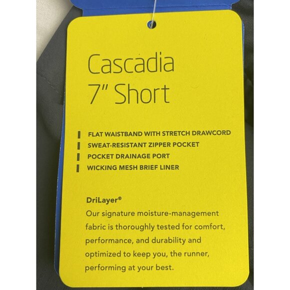 Brooks Mens Size Medium Cascadia 7” Shorts Asphalt Draw cord Flat Front Wicking - Picture 8 of 10